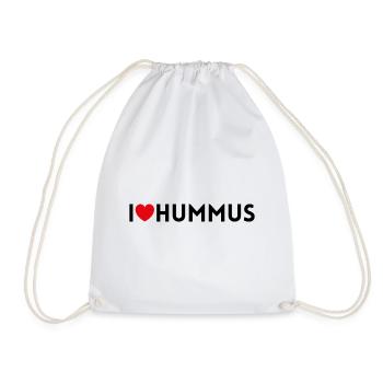 I love hummus vegan gift - Drawstring Bag - white - Front