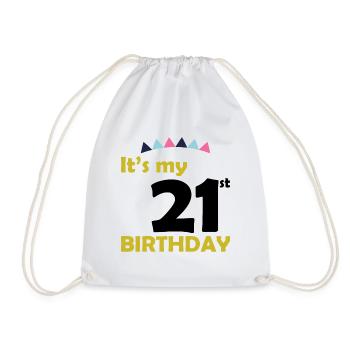 It`s my 21th Birthday 21 years gift - Drawstring Bag - white - Front