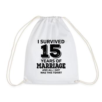 I survived 15 Years of Marriage Hochzeitstag - Turnbeutel - Weiß - Vorne