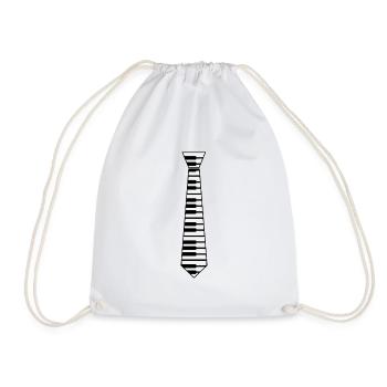 Tie Piano Piano Music Gift - Drawstring Bag - white - Front