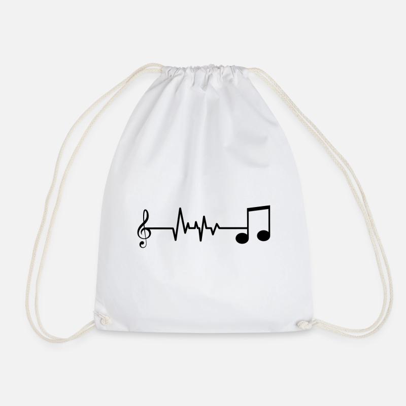 Heartbeat heartbeat music notes gift - Drawstring Bag - white