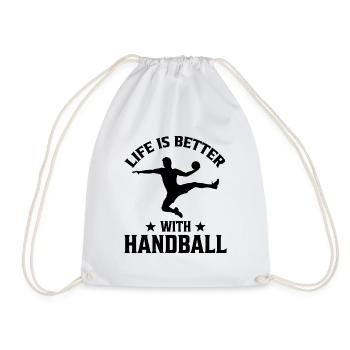Life is Better with Handball Handballer Geschenk - Turnbeutel - Weiß - Vorne