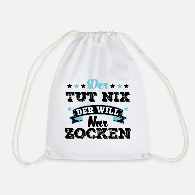 Der tut nix der will nur Zocken Gamer Geschenk - Turnbeutel - Weiß