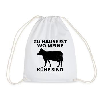 Zu Hause ist wo meine Kühe sind Bauer Geschenk - Turnbeutel - Weiß - Vorne