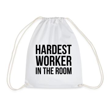 Hardest worker in the room gift - Drawstring Bag - white - Front