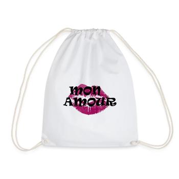 Mon Amour Valentine's Day gift - Drawstring Bag - white - Front