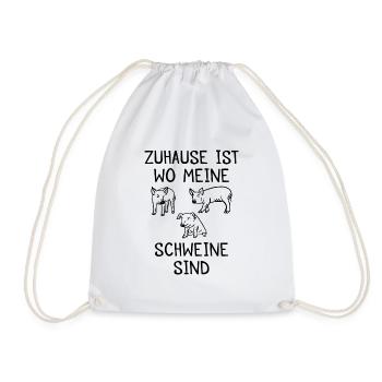 Zuhause ist wo meine Schweine sind Bauer Geschenk - Turnbeutel - Weiß - Vorne