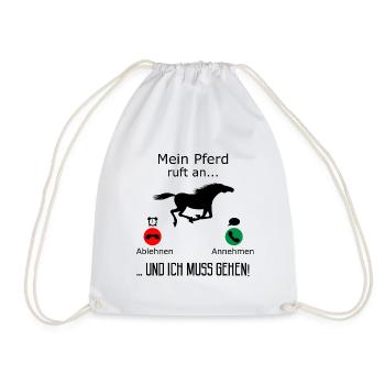 Mein Pferd ruft an Reiter Reitsport Geschenk - Turnbeutel - Weiß - Vorne