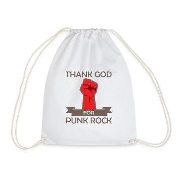 Thank God for Punk Rock Punker Anarchy Gift - Drawstring Bag - white - Front