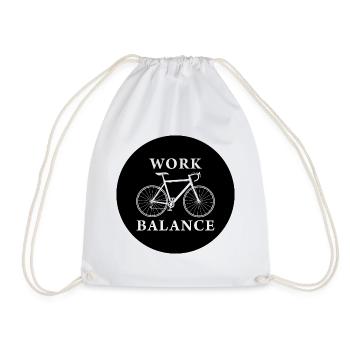 Work balance bike bicycle bike gift - Drawstring Bag - white - Front