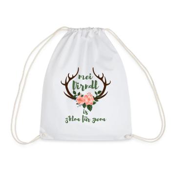 mei Dirndl is z'kloa für zwoa Schwanger Geschenk - Turnbeutel - Weiß - Vorne