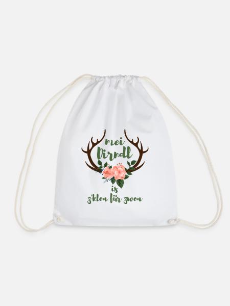 mei Dirndl is z'kloa für zwoa Schwanger Geschenk - Turnbeutel - Weiß