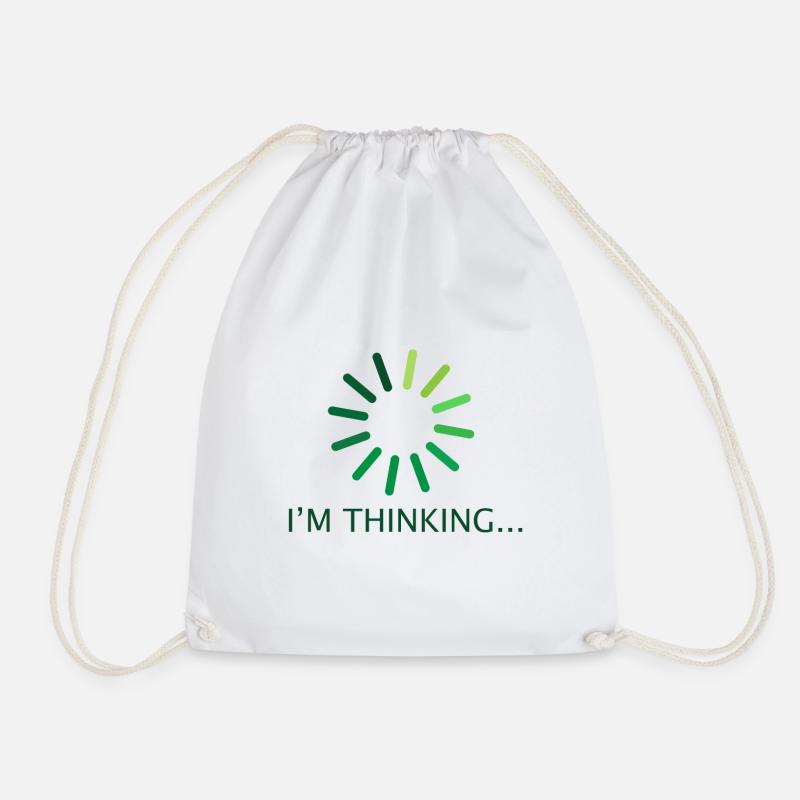 I'm thinking gift programmer nerd - Drawstring Bag - white