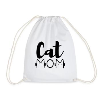Cat mom mother cat cat lover gift - Drawstring Bag - white - Front