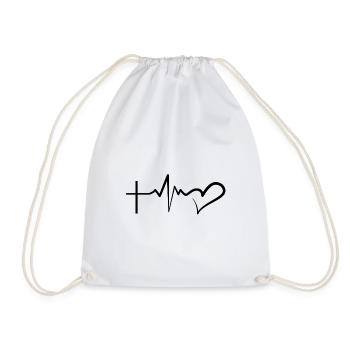 Heart Love Geschenk Jesus Glaube - Turnbeutel - Weiß - Vorne