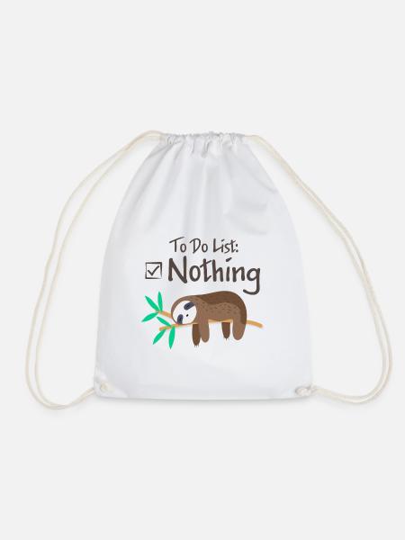 To do list Nothing Faultier Lazy Geschenk - Turnbeutel - Weiß