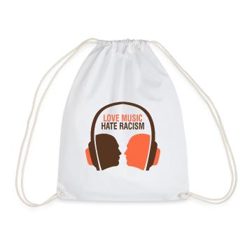 Love Music hate Racism Anti Rassismus Toleranz - Turnbeutel - Weiß - Vorne