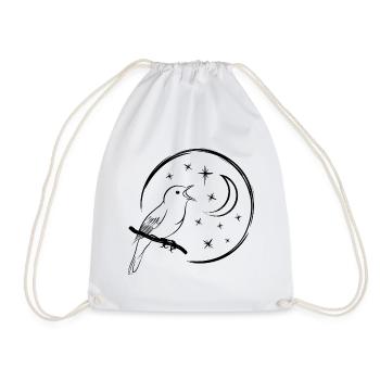 singing nightingale / singing bird - Drawstring Bag - white - Front