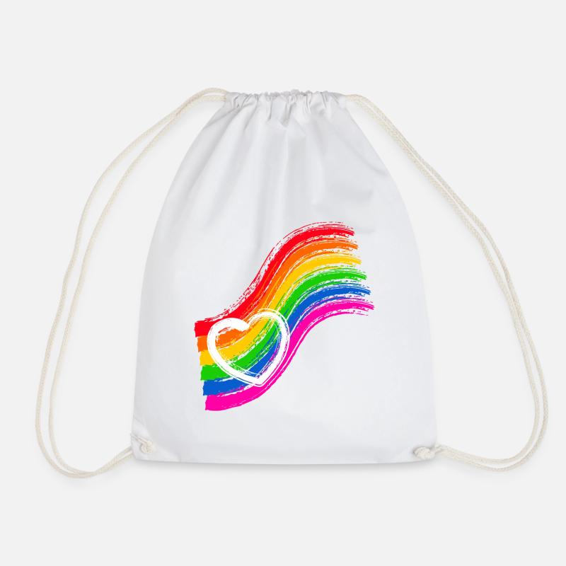 Rainbow pride heart - Drawstring Bag - white