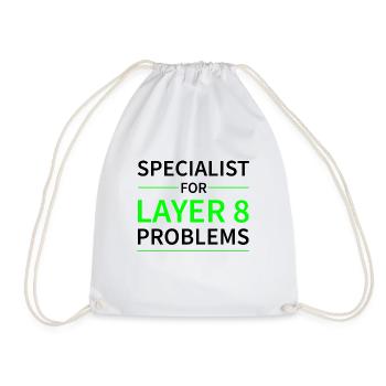 Specialist for layer 8 problems Geschenk Code - Turnbeutel - Weiß - Vorne