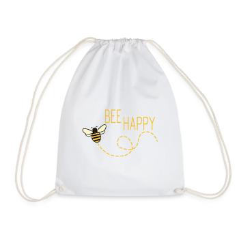 Bee happy bee beekeeper apiculture honeycomb - Drawstring Bag - white - Front