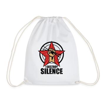 I destroy silence drum drums drummer - Drawstring Bag - white - Front