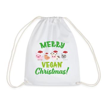 Merry vegan christmas Party Geschenk Veganer - Turnbeutel - Weiß - Vorne