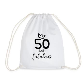 50 and fabulous birthday gift years - Drawstring Bag - white - Front