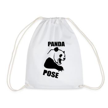 Panda pose evil gift bear animal sayings - Drawstring Bag - white - Front