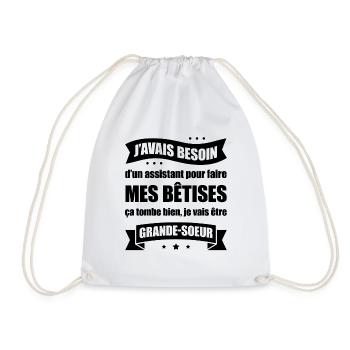 JE VAIS ÊTRE GRANDE-SŒUR - Sac de sport léger - blanc - Devant