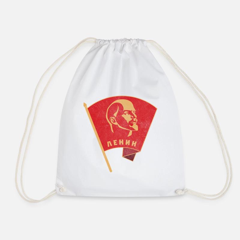 Lenin Gagarin Sputnik Space Russia Astronaut - Drawstring Bag - white
