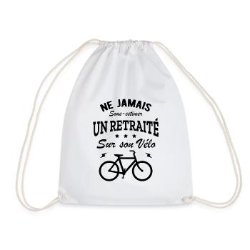 JAMAIS SOUS-ESTIMER UN RETRAITÉ SUR SON VELO - Sac de sport léger - blanc - Devant