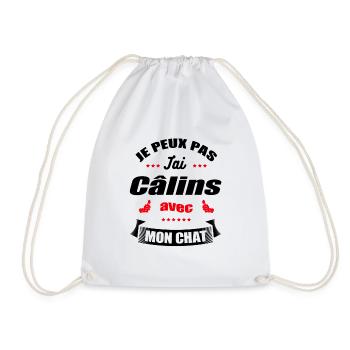 JE PEUX PAS J'AI CÂLINS AVEC MON CHAT - Sac de sport léger - blanc - Devant