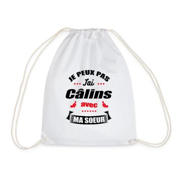 JE PEUX PAS J'AI CÂLINS AVEC MA SŒUR - Sac de sport léger - blanc - Devant