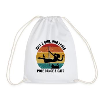 Pole Sport Dance Dancer Acrobatics Cat Lover - Drawstring Bag - white - Front