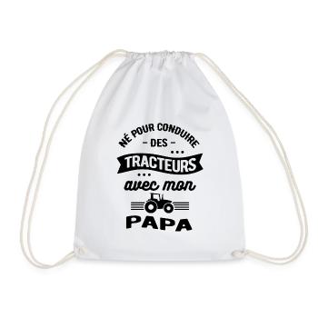 NÉ POUR CONDUIRE DES TRACTEURS AVEC MON PAPA - Sac de sport léger - blanc - Devant