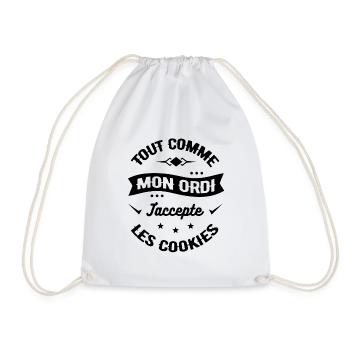 TOUT COMME MON ORDI J'ACCEPTE LES COOKIES - Sac de sport léger - blanc - Devant