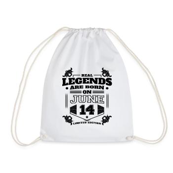 TRUE LEGENDS WERE BORN ON JUNE 14 - Drawstring Bag - white - Front