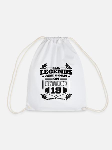 THE TRUE LEGENDS WERE BORN ON OCTOBER 19 - Drawstring Bag - white