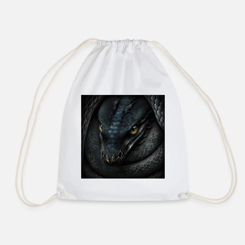 Black Snake Midjourney - Drawstring Bag - white