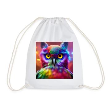 Owl, Rainbow, Colorful - Drawstring Bag - white - Front