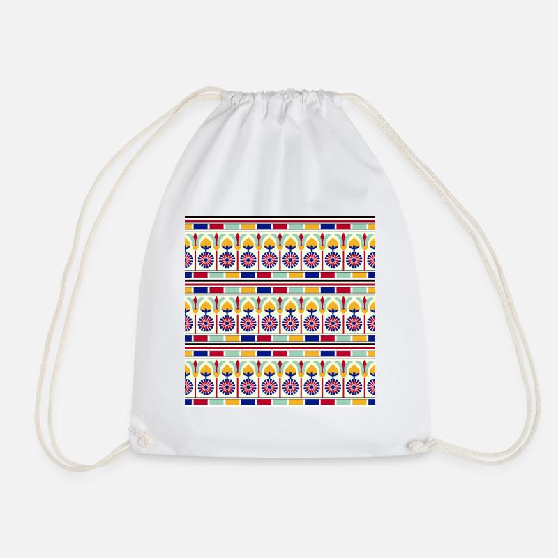 Egyptian Pattern IV - Drawstring Bag - white