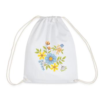 Fleurs Crème Bleue et Jaune - Sac de sport léger - blanc - Devant