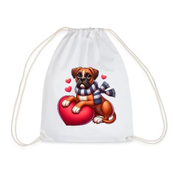 Boxer Dog Love - Drawstring Bag - white - Front