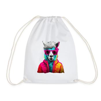 Funny Lama for Funny People - Drawstring Bag - white - Front