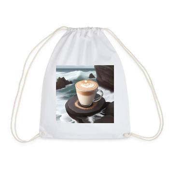 Stormy Sea Latte Art - Drawstring Bag - white - Front