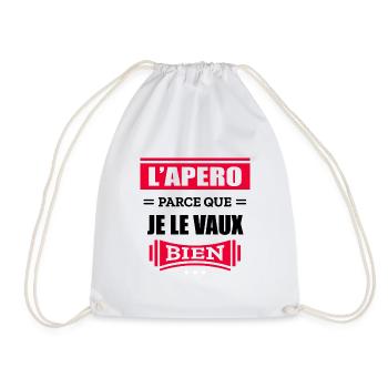 L'APÉRO PARCE QUE JE LE VAUX BIEN - Sac de sport léger - blanc - Devant