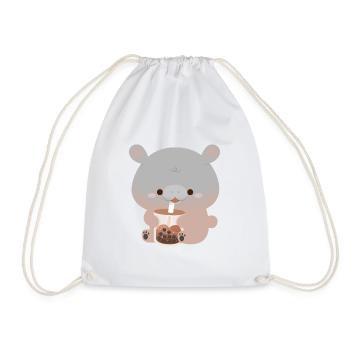 Thé Boba Hippopotame Pygmée - Sac de sport léger - blanc - Devant