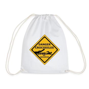 danger crocodiles - Drawstring Bag - white - Front