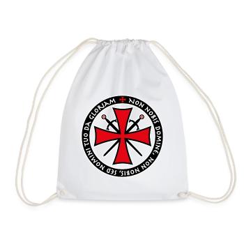 05 Templar Cross Swords Non Nobis Domine saying - Drawstring Bag - white - Front